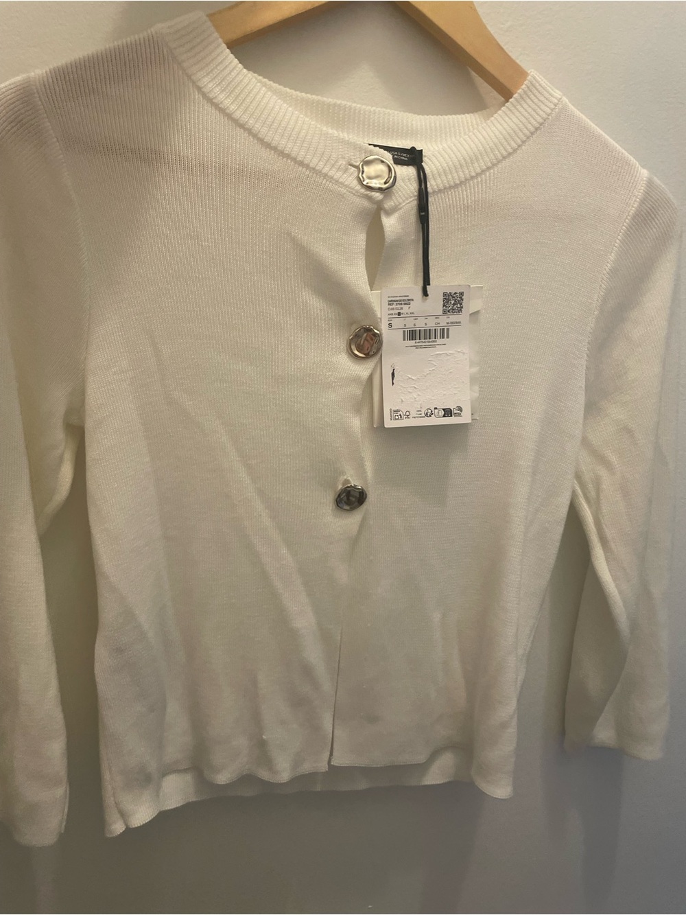 Mango Women’s White Button-Front Sweater Cardigan NWT
